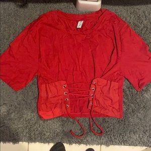 Red corset shirt